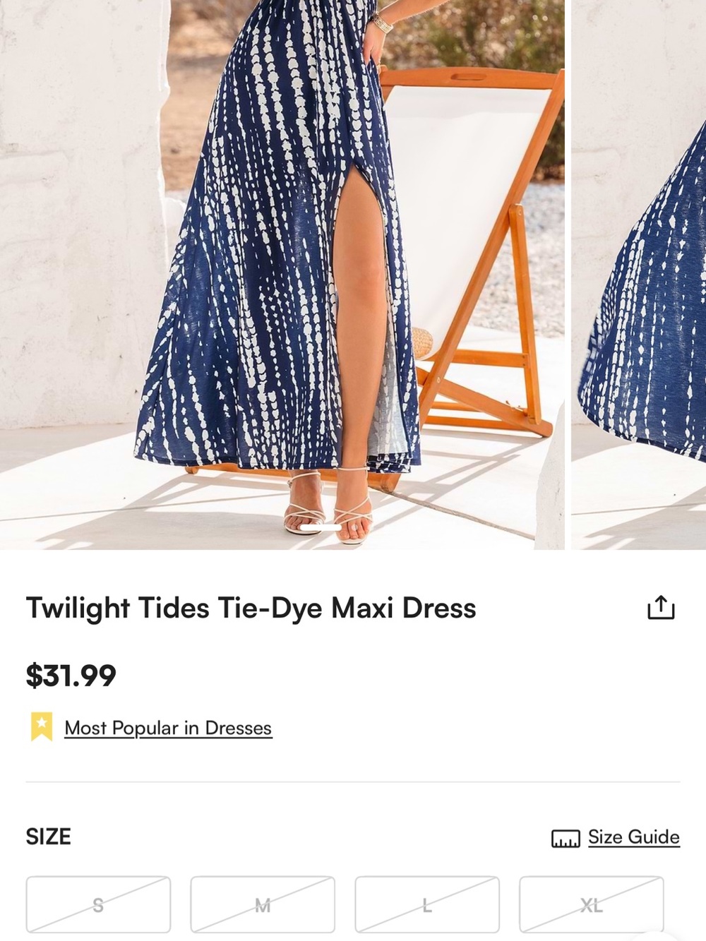 Cupshe Navy & White Tie-Dye Maxi Dress